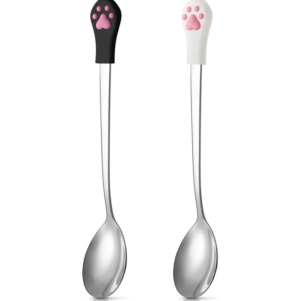 NWT Patelai Dog & Cat Wet Food Can Spoon Set 2Pc Stainless Steel Paw Scoop